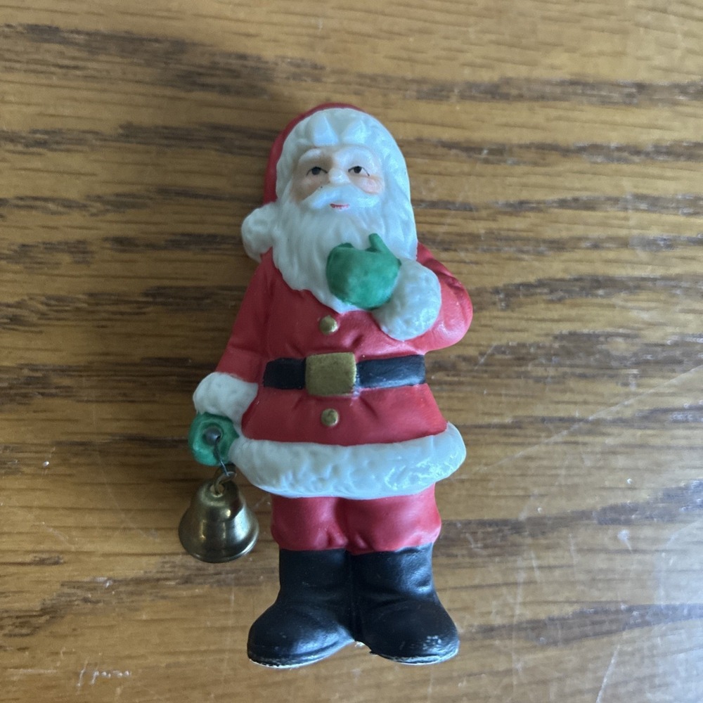 Vintage Lefton Colonial Village Santa Ringing Bell Christmas Figurine #06987